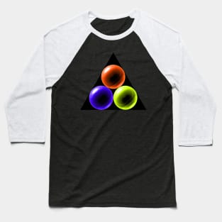 Triangle with Orange, Yellow and Purple Glass Balls Baseball T-Shirt